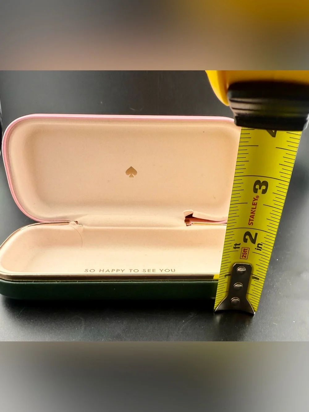 Kate Spade pink & green, hard shell eyeglass case.